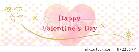 Cute valentine's day banner template in watercolor style Cute valentine's day banner template in watercolor style 97223577