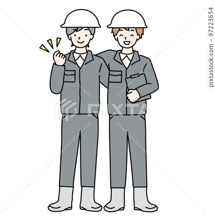 A simple illustration of a good friend worker who puts his shoulders together A simple illustration of a good friend worker who puts his shoulders together 97223654