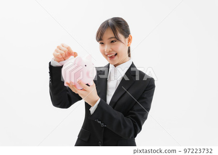 business woman piggy bank business woman piggy bank 97223732