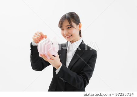 business woman piggy bank business woman piggy bank 97223734