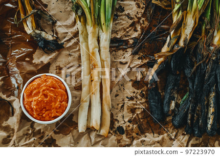 catalan calcots sweet onions and romesco sauce catalan calcots sweet onions and romesco sauce 97223970