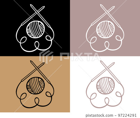 Knitting icons set, skein of yarn and knitting needles. Hobby concept, vector Knitting icons set, skein of yarn and knitting needles. Hobby concept, vector 97224291