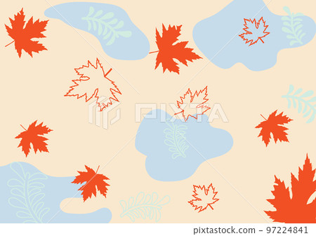 Natural background of leaves, branches and organic shapes in summer tone, orange, blue and green .vector illustration. 97224841