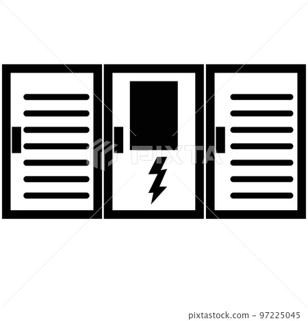 Battery energy storage system icon on white background. Rechargeable lithium-ion battery energy storage sign. Grid backup system symbol. flat style.  97225045
