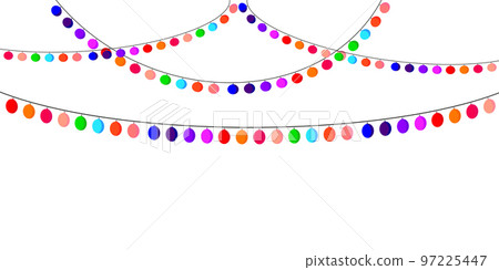 Holiday garland. Garland with colored flags on a white background. Holiday background Holiday garland. Garland with colored flags on a white background. Holiday background 97225447