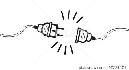 Vector unplugged sockets. Minimalistic design 404 bugs on white background. Electrical theme web banner concept, power outage, connection loss Vector unplugged sockets. Minimalistic design 404 bugs on white background. Electrical theme web banner concept, power outage, connection loss 97225474