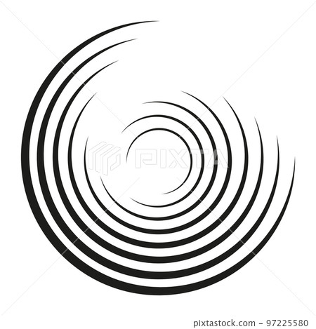 Geometric element of concentric circles. Black color on a white background. Radial, radiant pie chart. Flat style. Vector Geometric element of concentric circles. Black color on a white background. Radial, radiant pie chart. Flat style. Vector 97225580