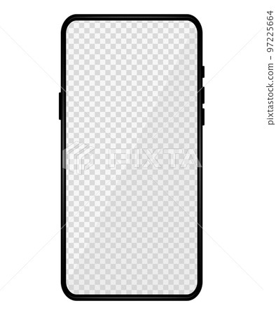 Realistic phone mockup. Modern phone design with blank transparent display. Front design. Presentation and infographic templates. Element for communication technologies and applications 97225664
