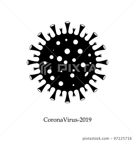 Dangerous virus icon illustration. Crown virus warning sign logo concept isolated on white background. COVID 19. Illustration of a dangerous virus icon. Pandemic. Vector 97225716