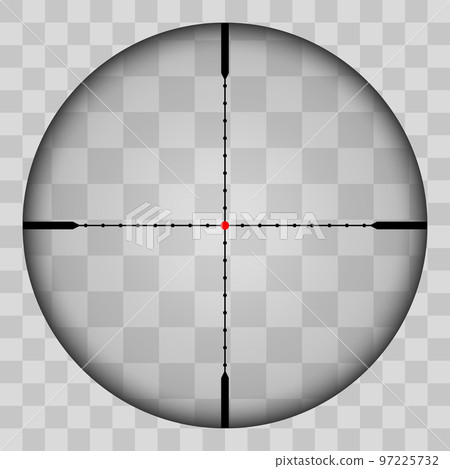 Realistic view of the area of the sniper crossroads with measures. The pattern of the sniper area stands out in a transparent tone. Inspection through the rifle sight. Vector Realistic view of the area of the sniper crossroads with measures. The pattern of the sniper area stands out in a transparent tone. Inspection through the rifle sight. Vector 97225732
