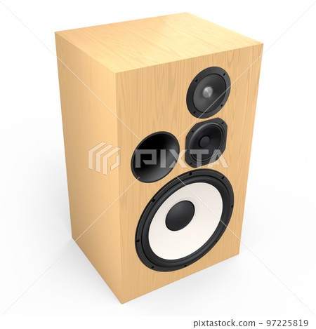 Hi-fi speakers with loudspeakers for sound recording studio on white background. 97225819