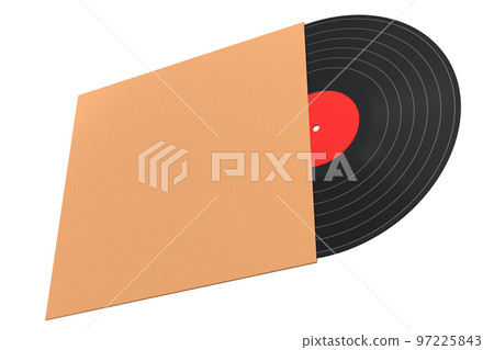 Black vinyl LP record with cover isolated on white background. Black vinyl LP record with cover isolated on white background. 97225843