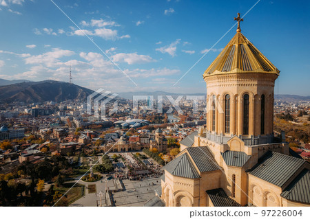 Holy Trinity church and downtown district view, Tbilisi, Georgia 97226004