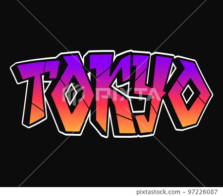 Tokyo word trippy psychedelic graffiti style letters.Vector hand drawn doodle cartoon logo Tokyo illustration. Funny cool trippy letters, fashion, graffiti style print for t-shirt, poster concept Tokyo word trippy psychedelic graffiti style letters.Vector hand drawn doodle cartoon logo Tokyo illustration. Funny cool trippy letters, fashion, graffiti style print for t-shirt, poster concept 97226087