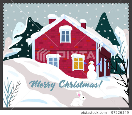Vector illustration with winter landscape. Merry Christmas and Happy New Year. 97226349