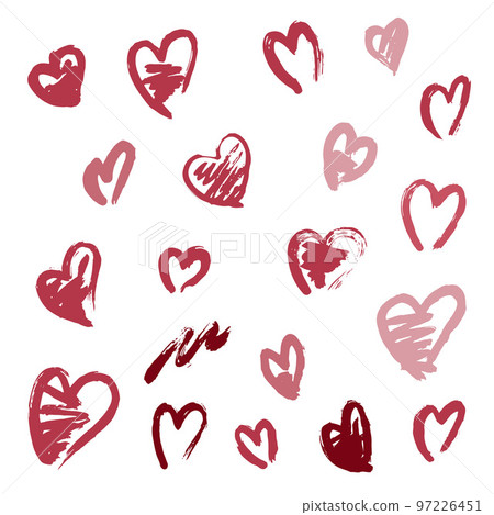Scribble red hearts set hand drawn vector illustration 97226451