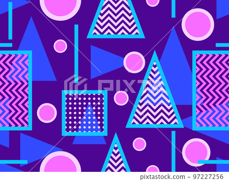Memphis seamless pattern with geometric shapes in 80s style. 97227256