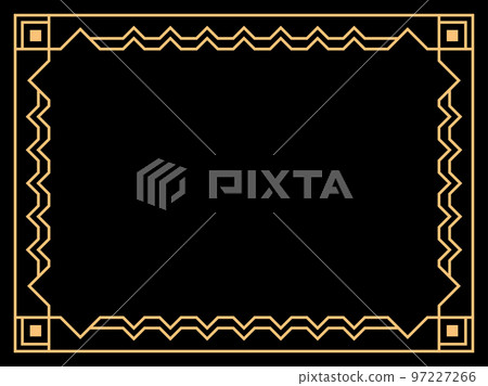 Art deco frame. Vintage linear border. Design a template for invitations, leaflets and greeting cards. Geometric golden frame. The style of the 1920s - 1930s. Vector illustration Art deco frame. Vintage linear border. Design a template for invitations, leaflets and greeting cards. Geometric golden frame. The style of the 1920s - 1930s. Vector illustration 97227266