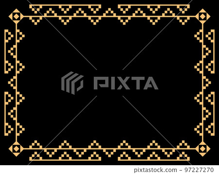Art deco frame. Vintage linear border. Design a template for invitations, leaflets and greeting cards. Geometric golden frame. The style of the 1920s - 1930s. Vector illustration Art deco frame. Vintage linear border. Design a template for invitations, leaflets and greeting cards. Geometric golden frame. The style of the 1920s - 1930s. Vector illustration 97227270