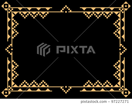 Art deco frame. Vintage linear border. Design a template for invitations, leaflets and greeting cards. Geometric golden frame. The style of the 1920s - 1930s. Vector illustration Art deco frame. Vintage linear border. Design a template for invitations, leaflets and greeting cards. Geometric golden frame. The style of the 1920s - 1930s. Vector illustration 97227271