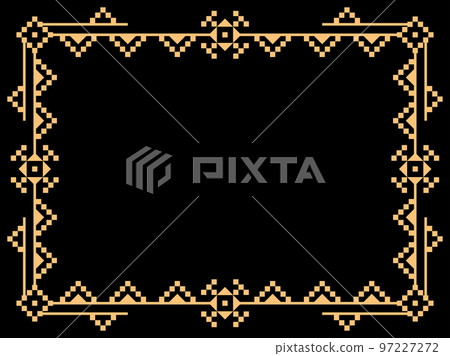 Art deco frame. Vintage linear border. Design a template for invitations, leaflets and greeting cards. Geometric golden frame. The style of the 1920s - 1930s. Vector illustration Art deco frame. Vintage linear border. Design a template for invitations, leaflets and greeting cards. Geometric golden frame. The style of the 1920s - 1930s. Vector illustration 97227272