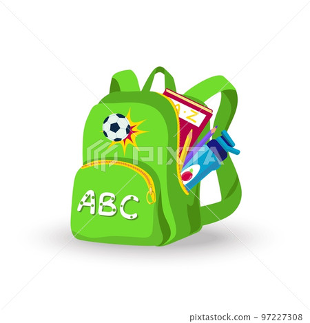 School backpack, green, with football goal symbol 97227308