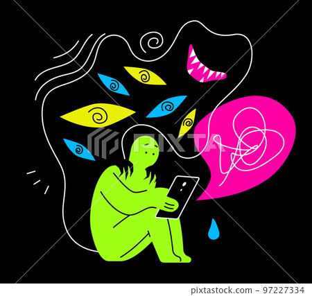 Increasing stress - colorful flat design style illustration with linear elements 97227334