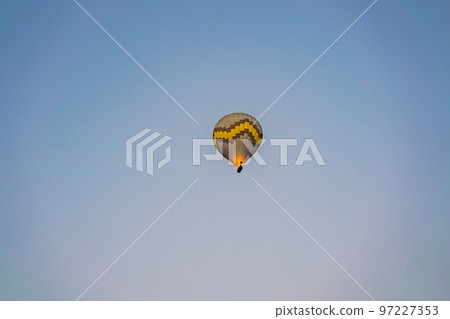 Beautiful hot air balloons over blue sky 97227353