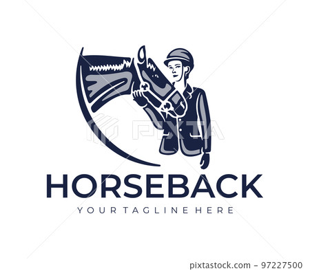 Equestrian, woman rider with horse, horseback riding, logo design. Equestrian sports, horse riding, animal and pet, vector design and illustration Equestrian, woman rider with horse, horseback riding, logo design. Equestrian sports, horse riding, animal and pet, vector design and illustration 97227500