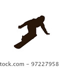Snowboarder black silhouette. Winter sports icon. 97227958