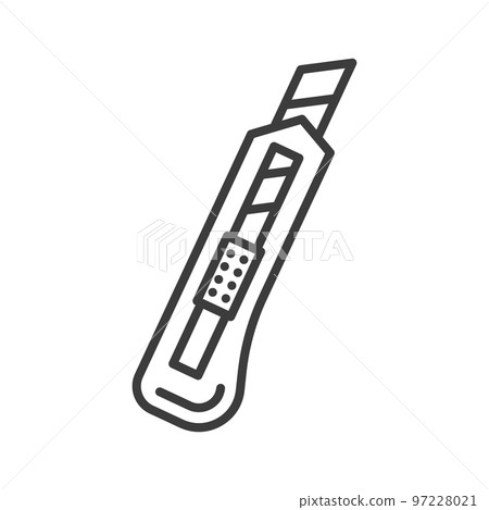 Stationery knife isolated utility paper cutter outline icon. Vector small folding or retractable knife, toolbox instrument line art design. Beak-off blade cutter, plastic paper-knife with handle Stationery knife isolated utility paper cutter outline icon. Vector small folding or retractable knife, toolbox instrument line art design. Beak-off blade cutter, plastic paper-knife with handle 97228021