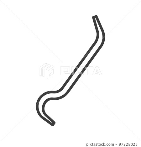 Crowbar repair tool isolated wrecking bar outline icon. Vector repair and building instrument, pinch-bar or prybar, prisebar or jimmy. Pig foot tool, metal bar with single curved end, gooseneck Crowbar repair tool isolated wrecking bar outline icon. Vector repair and building instrument, pinch-bar or prybar, prisebar or jimmy. Pig foot tool, metal bar with single curved end, gooseneck 97228023
