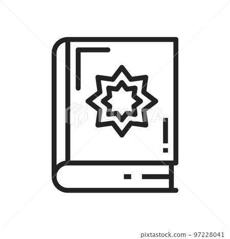 Holy Quran isolated islamic book. Vector Koran with arabic calligraphy, muslim closed Quran book Muslim religion symbol. Classical Arabic literature. Religious text of Islam from God Allah Holy Quran isolated islamic book. Vector Koran with arabic calligraphy, muslim closed Quran book Muslim religion symbol. Classical Arabic literature. Religious text of Islam from God Allah 97228041