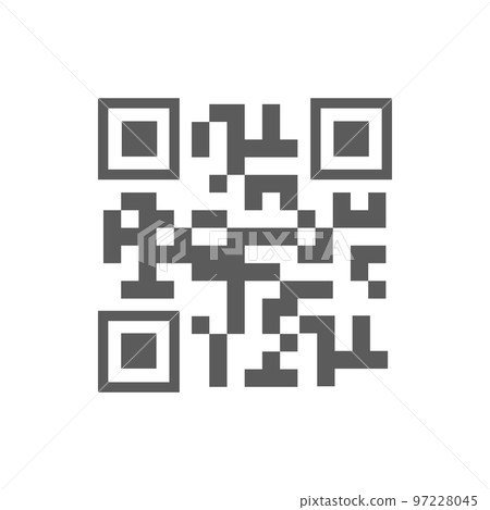 QR code sample for smartphone scanning isolated icon. Vector sample of Quick Response code scan, matrix two-dimensional barcode containing data, locator, identifier, tracker of website or application 97228045
