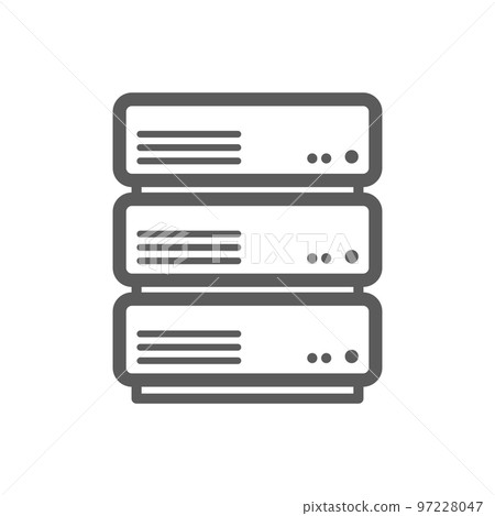 Data management, database and info storage isolated outline icon. Vector data management, access to archive on electronic device server, information storage. Folders, digital base in computer sign 97228047