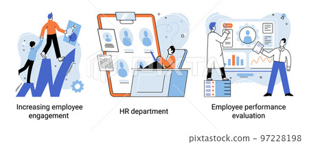 Employee performance evoluation, analysis of effectiveness of professional activity, success advance 97228198