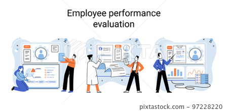Employee performance evoluation, analysis of effectiveness of professional activity, success advance 97228220