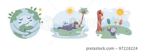 Climate change concept. Global warming metaphor. Temperature rising animal extinction. Environment Day 97228224