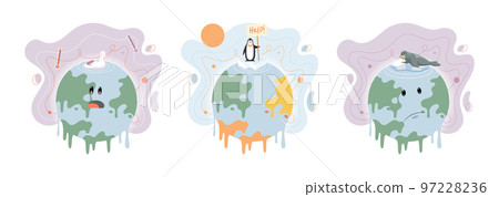 Climate change concept. Global warming design. Temperature rising animal extinction. Environment Day 97228236