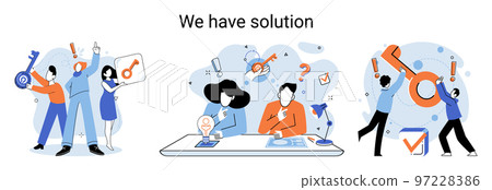 Solution as result of work of business team. Cooperation construction by agency group to create team 97228386