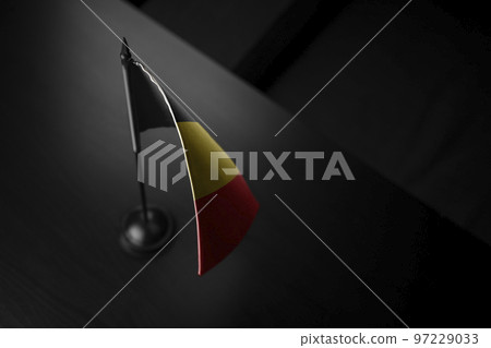 Small national flag of the Belgium on a black background Small national flag of the Belgium on a black background 97229033
