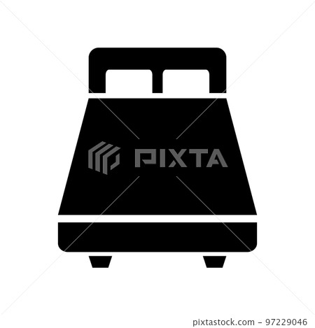 雙人床剪影圖標。向量。 97229046