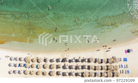 Aerial view at the beach. Beautiful natural seascape at the summer time. Aerial view at the beach. Beautiful natural seascape at the summer time. 97229109