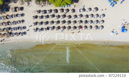 Aerial view at the beach. Beautiful natural seascape at the summer time. Aerial view at the beach. Beautiful natural seascape at the summer time. 97229110