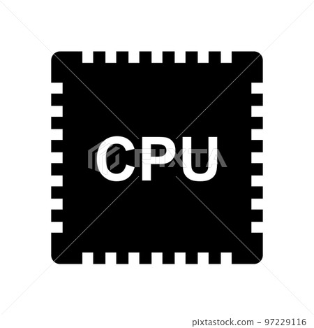 Cpu 剪影圖標。電腦零件。向量。-插圖素材 [97229116] - PIXTA圖庫