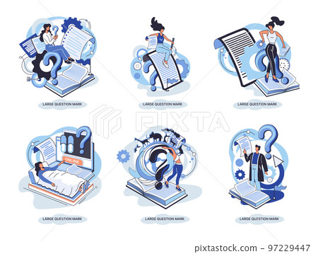 Ladge question mark. Problem and solution concept metaphor. Ask questions. FAQ frequently asked help 97229447