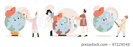 Global warming. High temperature and hot weather Earth. Climate change concept 97229548