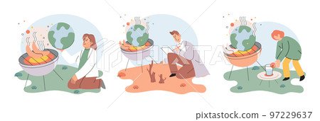 Global warming. High temperature and hot weather Earth. Climate change concept 97229637