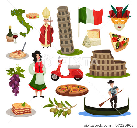 Italian Symbols and Country Attribute Big Vector Set 97229903