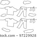 Sketch illustration of laundry hanging out on a sunny day 97229928